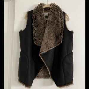 Velvet by Graham & Spencer Black Suede and Fur Vest